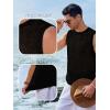 Runcati Mens Sleeveless Crewneck Tank Top Casual Mesh Hollow Out Cotton Knit Summer Beach T Shirt(Black)
