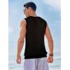 Runcati Mens Sleeveless Crewneck Tank Top Casual Mesh Hollow Out Cotton Knit Summer Beach T Shirt(Black)