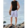 Runcati Mens Sleeveless Crewneck Tank Top Casual Mesh Hollow Out Cotton Knit Summer Beach T Shirt(Black)