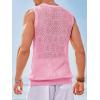 Runcati Mens Sleeveless Crewneck Tank Top Casual Mesh Hollow Out Cotton Knit Summer Beach T Shirt(Pink)
