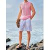 Runcati Mens Sleeveless Crewneck Tank Top Casual Mesh Hollow Out Cotton Knit Summer Beach T Shirt(Pink)
