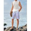 Runcati Mens Sleeveless Crewneck Tank Top Casual Mesh Hollow Out Cotton Knit Summer Beach T Shirt(White)