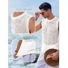 Runcati Mens Sleeveless Crewneck Tank Top Casual Mesh Hollow Out Cotton Knit Summer Beach T Shirt(White)