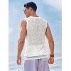 Runcati Mens Sleeveless Crewneck Tank Top Casual Mesh Hollow Out Cotton Knit Summer Beach T Shirt(White)