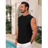 Runcati Mens Sleeveless Tank Tops Casual Hollow Out Knit T Shirts Beach Summer Hippie Tops with Pocket(Black)