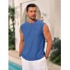 Runcati Mens Sleeveless Tank Tops Casual Hollow Out Knit T Shirts Beach Summer Hippie Tops with Pocket(Blue)