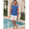 Runcati Mens Sleeveless Tank Tops Casual Hollow Out Knit T Shirts Beach Summer Hippie Tops with Pocket(Blue)