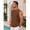 Runcati Mens Sleeveless Tank Tops Casual Hollow Out Knit T Shirts Beach Summer Hippie Tops with Pocket(Coffee)