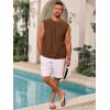 Runcati Mens Sleeveless Tank Tops Casual Hollow Out Knit T Shirts Beach Summer Hippie Tops with Pocket(Coffee)