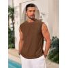 Runcati Mens Sleeveless Tank Tops Casual Hollow Out Knit T Shirts Beach Summer Hippie Tops with Pocket(Coffee)