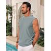 Runcati Mens Sleeveless Tank Tops Casual Hollow Out Knit T Shirts Beach Summer Hippie Tops with Pocket(Grey)