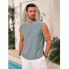 Runcati Mens Sleeveless Tank Tops Casual Hollow Out Knit T Shirts Beach Summer Hippie Tops with Pocket(Grey)