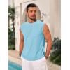 Runcati Mens Sleeveless Tank Tops Casual Hollow Out Knit T Shirts Beach Summer Hippie Tops with Pocket(Light Blue)