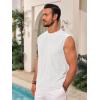 Runcati Mens Sleeveless Tank Tops Casual Hollow Out Knit T Shirts Beach Summer Hippie Tops with Pocket(White)