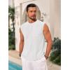 Runcati Mens Sleeveless Tank Tops Casual Hollow Out Knit T Shirts Beach Summer Hippie Tops with Pocket(White)