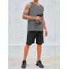 Runcati Men’s Sleeveless Tank Tops Crewneck Workout Gym Cotton Muscle Pocket T Shirt(Dark Grey)