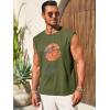 Runcati Mens Sleeveless Tank Tops Workout Gym Muscle Shirts Palm Tree Vintage Hawaiian Summer Beach T Shirts(Army Green)