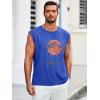 Runcati Mens Sleeveless Tank Tops Workout Gym Muscle Shirts Palm Tree Vintage Hawaiian Summer Beach T Shirts(Blue)