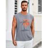 Runcati Mens Sleeveless Tank Tops Workout Gym Muscle Shirts Palm Tree Vintage Hawaiian Summer Beach T Shirts(Gray)