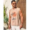 Runcati Mens Sleeveless Tank Tops Workout Gym Muscle Shirts Palm Tree Vintage Hawaiian Summer Beach T Shirts(Khaki)