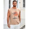 Runcati Mens Sleeveless Tank Tops Workout Gym Muscle Shirts Palm Tree Vintage Hawaiian Summer Beach T Shirts(Khaki)