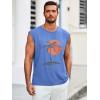 Runcati Mens Sleeveless Tank Tops Workout Gym Muscle Shirts Palm Tree Vintage Hawaiian Summer Beach T Shirts(Light Blue)