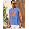 Runcati Mens Sleeveless Tank Tops Workout Gym Muscle Shirts Palm Tree Vintage Hawaiian Summer Beach T Shirts(Light Blue)