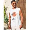 Runcati Mens Sleeveless Tank Tops Workout Gym Muscle Shirts Palm Tree Vintage Hawaiian Summer Beach T Shirts(White)