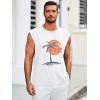 Runcati Mens Sleeveless Tank Tops Workout Gym Muscle Shirts Palm Tree Vintage Hawaiian Summer Beach T Shirts(White)