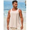 Runcati Mens Sleeveless Tank Tops Workout Muscle Gym Knitted Shirt Athletic Bodybuilding Slim Fit Ribbed T Shirts(Apricot)