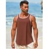 Runcati Mens Sleeveless Tank Tops Workout Muscle Gym Knitted Shirt Athletic Bodybuilding Slim Fit Ribbed T Shirts(Brown)