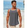 Runcati Mens Sleeveless Tank Tops Workout Muscle Gym Knitted Shirt Athletic Bodybuilding Slim Fit Ribbed T Shirts(Dark Gray)
