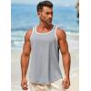 Runcati Mens Sleeveless Tank Tops Workout Muscle Gym Knitted Shirt Athletic Bodybuilding Slim Fit Ribbed T Shirts(Gray)