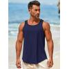 Runcati Mens Sleeveless Tank Tops Workout Muscle Gym Knitted Shirt Athletic Bodybuilding Slim Fit Ribbed T Shirts(Navy)