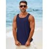 Runcati Mens Sleeveless Tank Tops Workout Muscle Gym Knitted Shirt Athletic Bodybuilding Slim Fit Ribbed T Shirts(Navy)