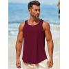 Runcati Mens Sleeveless Tank Tops Workout Muscle Gym Knitted Shirt Athletic Bodybuilding Slim Fit Ribbed T Shirts(Wine Red)