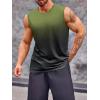 Runcati Mens Sleeveless Tank Tops Workout Muscle Gym T Shirts Crew Neck Gradient Tee Tops(Army Green)