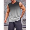 Runcati Mens Sleeveless Tank Tops Workout Muscle Gym T Shirts Crew Neck Gradient Tee Tops(Black)