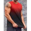 Runcati Mens Sleeveless Tank Tops Workout Muscle Gym T Shirts Crew Neck Gradient Tee Tops(Red)