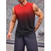 Runcati Mens Sleeveless Tank Tops Workout Muscle Gym T Shirts Crew Neck Gradient Tee Tops(Red)