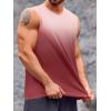 Runcati Mens Sleeveless Tank Tops Workout Muscle Gym T Shirts Crew Neck Gradient Tee Tops(Wine Red)