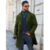 Runcati Mens Trench Coat Double Breasted Notched Collar Fleece Jacket Slim Fit Fall Winter Fuzzy Pea Coats Warm Overcoat(Army Green)