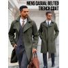 Runcati Mens Trench Coat Double Breasted Notched Lapel Casual Belted Windbreaker Fall Classic Long Jacket Overcoat(Army Green)