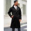 Runcati Mens Trench Coat Double Breasted Notched Lapel Casual Belted Windbreaker Fall Classic Long Jacket Overcoat(Black)