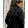 Runcati Mens Trench Coat Double Breasted Notched Lapel Casual Belted Windbreaker Fall Classic Long Jacket Overcoat(Black)