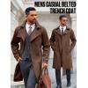 Runcati Mens Trench Coat Double Breasted Notched Lapel Casual Belted Windbreaker Fall Classic Long Jacket Overcoat(Brown)