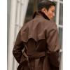 Runcati Mens Trench Coat Double Breasted Notched Lapel Casual Belted Windbreaker Fall Classic Long Jacket Overcoat(Brown)