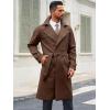 Runcati Mens Trench Coat Double Breasted Notched Lapel Casual Belted Windbreaker Fall Classic Long Jacket Overcoat(Brown)