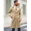 Runcati Mens Trench Coat Double Breasted Notched Lapel Casual Belted Windbreaker Fall Classic Long Jacket Overcoat(Khaki)