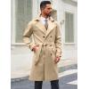Runcati Mens Trench Coat Double Breasted Notched Lapel Casual Belted Windbreaker Fall Classic Long Jacket Overcoat(Light Khaki)